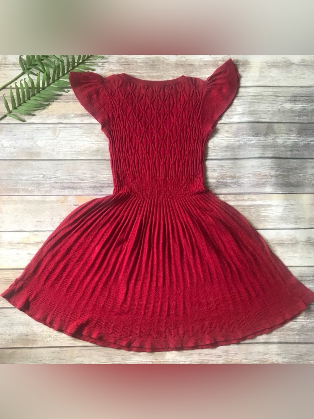 Anthropologie Sz XS Sparrow Red Knit Sweater Cable Dress As seen on Taylor Swift - Picture 3 of 6